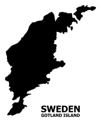 Obraz premium Vector Flat Map of Gotland Island with Caption