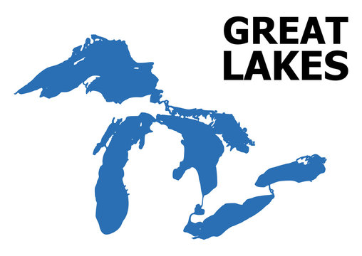 Vector Flat Map of Great Lakes with Name
