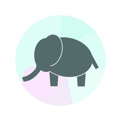 Simple elephant icon on multiple color circle background.- vector