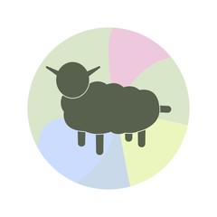 Simple sheep icon with multiple pastel color in circle background color.- vector