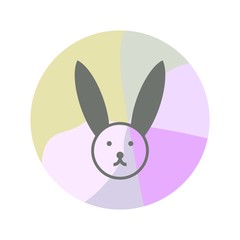 Simple bunny icon vector on multiple color circle.- vector