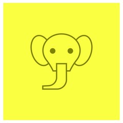 Simple elephant icon in line style on yellow background color.- vector