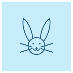 Rabbit icon in line style on light blue background color.- vector