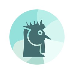 Unique rooster icon template with green circle background.- vector