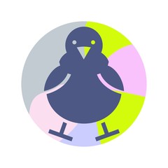 Cute chicks icon on multiple color circle background color.- vector