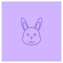 Bunny icon in line style with light blue blue color.- vector