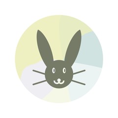 Bunny icon on multiple pastel color circle background.- vector