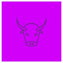 Bull icon on purple background color.- vector