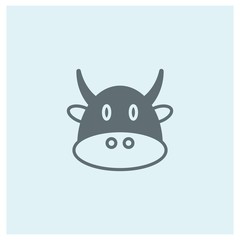 Simple cow icon on light blue background color.- vector