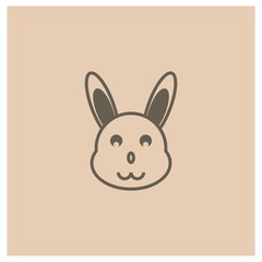 Cute bunny icon on orange background color.- vector
