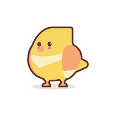 cute little yellow chick cartoon comic character with smiling face happy emoji anime kawaii style funny animals for kids concept