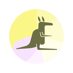 Kangaroo icon on multiple color circle background. Kangaroo illustration.- vector