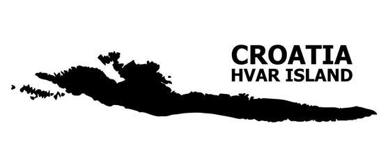 Vector Flat Map of Hvar Island with Name - obrazy, fototapety, plakaty