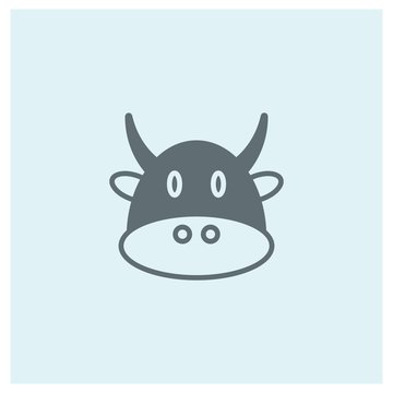 Simple cow icon on light blue background color.- vector