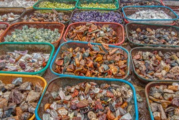 variety of Minerals and Rocks for sale in a Rock Shop