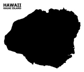 Vector Flat Map of Kauai Island with Caption