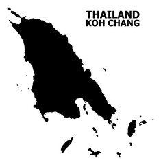 Vector Flat Map of Koh Chang with Name