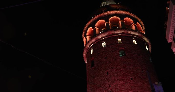 Galata tower is medieval stone tower in Karakoy squere Istanbul Turkey