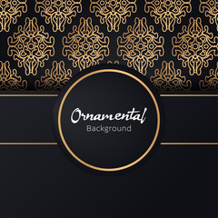 Greeting card invitation with lace and floral ornaments, Gold ornamental pattern