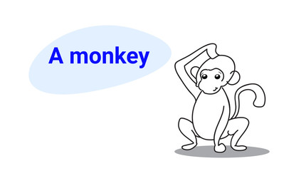 cute little monkey cartoon comic character with smiling face kawaii hand drawn style funny animals for kids concept horizontal