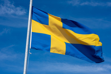 Flag of Sweden waving in the wind