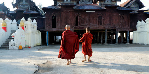 novice monks in Shwe Yan Pyay monastery, inle lake ,myanmar  