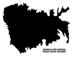 Vector Flat Map of Nuku Hiva Island with Caption