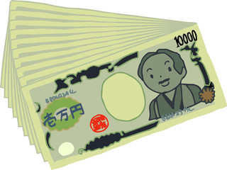 Bunch of Cute hand-painted Japanese 10000 yen note
