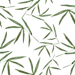 pattern with bamboo leaves. watercolor illustration for decoration and design of wallpaper, cards, textiles.