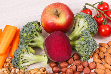 Healthy food for brain power and good memory, nutritious eating containing natural minerals