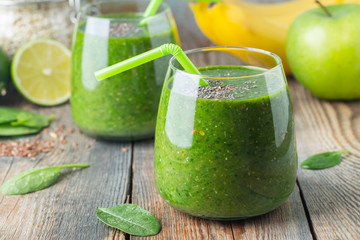 Green fresh healthy smoothie. diet detox concept.