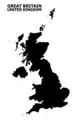 Vector Flat Map of United Kingdom with Name