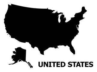Vector Flat Map of USA and Alaska with Caption