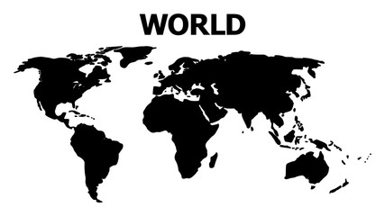 Vector Flat Map of World with Caption