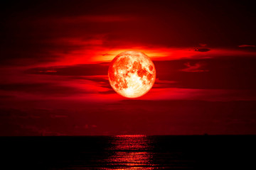 full blood moon on sea and ocean light sky silhouette cloud © darkfoxelixir