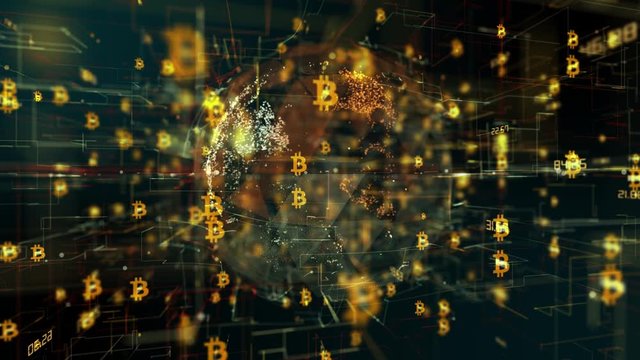 Bitcoin cryptocurrency worldwide blockchain decentralized digital currency 3D
