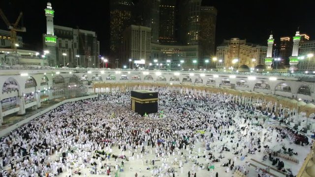 Muslim prayer around kabah at makkah SAUDI ARABIA.