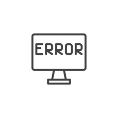 Computer error screen line icon. linear style sign for mobile concept and web design. Error sign on a computer monitor outline vector icon. Symbol, logo illustration. Pixel perfect vector graphics