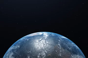 Papier Peint photo autocollant Pleine Lune arbre Terre ultra réaliste depuis l& 39 espace 3d illustration
