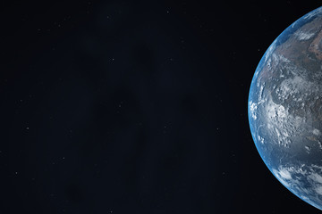 Ultra Realistic Earth from Space with Copy Space. 3d illustration