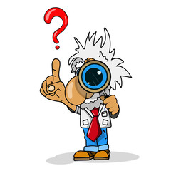 Stock Illustration Professor with Magnifier