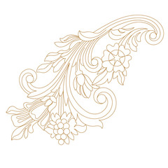 Golden vintage baroque ornament, corner. Retro pattern antique style acanthus.