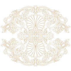 Golden vintage baroque ornament, corner. Retro pattern antique style acanthus.