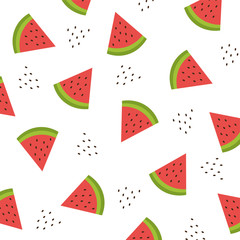 Seamless pattern with watermelon slices. Vector illustration. Summer watermelon background.