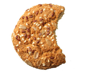 oatmeal cookie isolated on a white background. top view