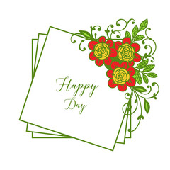 Vector illustration various floral frame for card happy day wedding