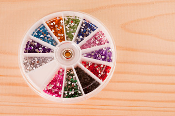 A set of multi-colored sequins for nails and clothes