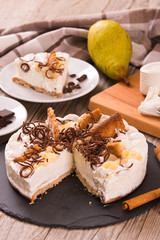 Ricotta and pear cheesecake.