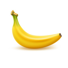 Vector ripe banana, realistic fresh yellow fruit