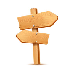 Vector realistic wooden signboard arrow signpost a